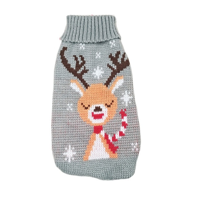 Christmas Maple Snowflake Turtleneck Knitted Pet Dog Sweater