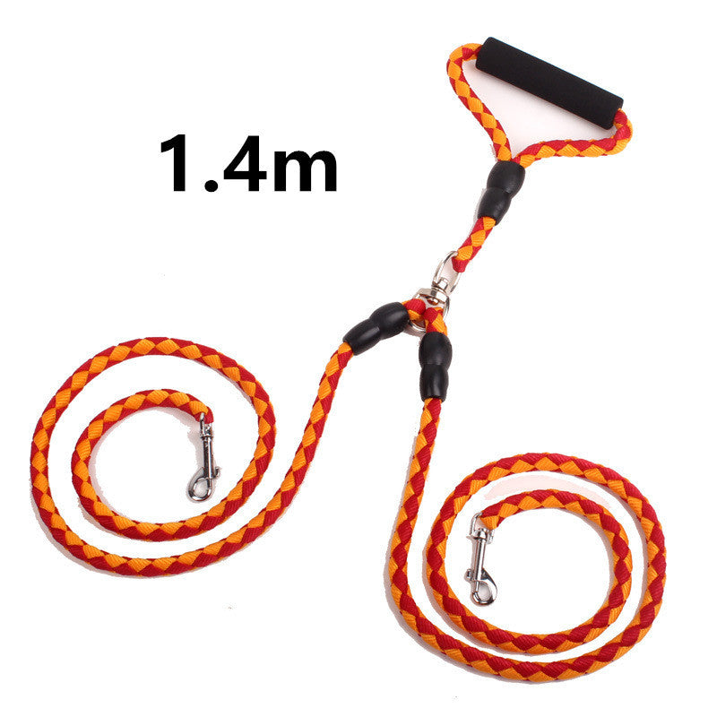 Double-Ended Traction Rope For Walking Dog Leash Collar