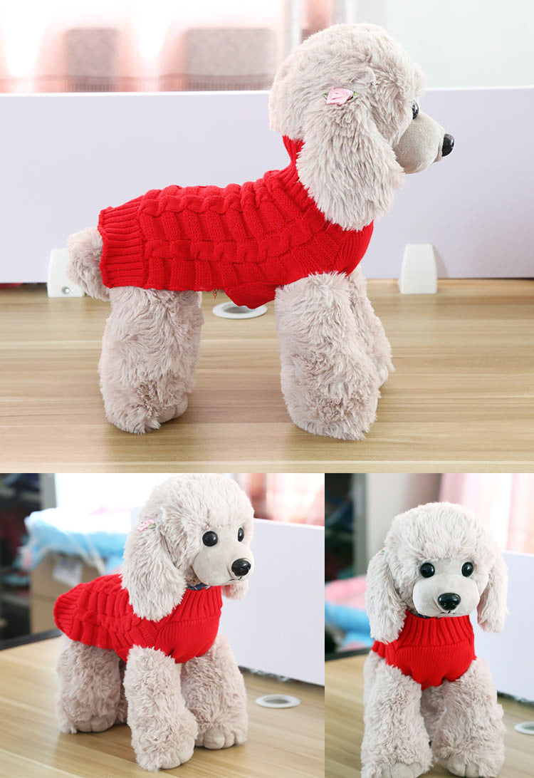 Cashmere Twisted Rope Pet Sweater, Dog Clothes