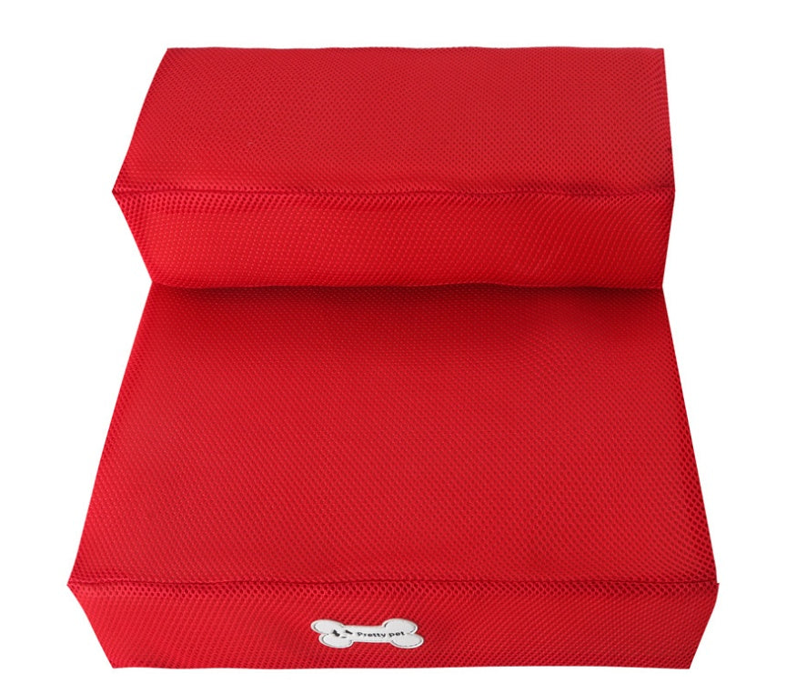 High breathable mesh foldable two-story pet stairs removable and washable