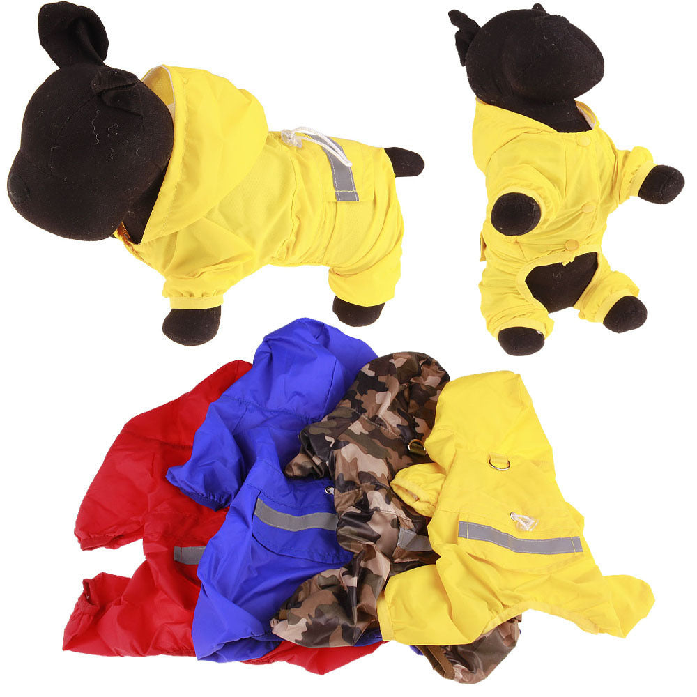 Raincoat with hat four colors pet clothes