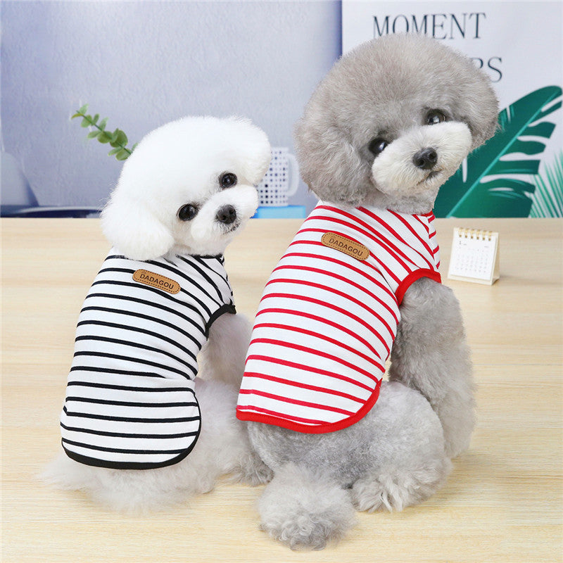 Pet Clothing Spring And Summer Leisure Striped Vest