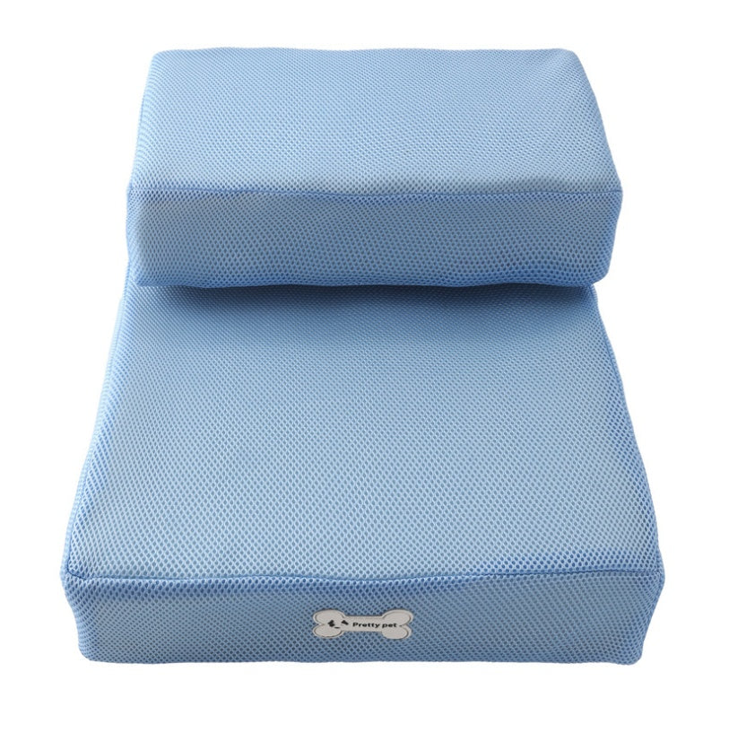 High breathable mesh foldable two-story pet stairs removable and washable