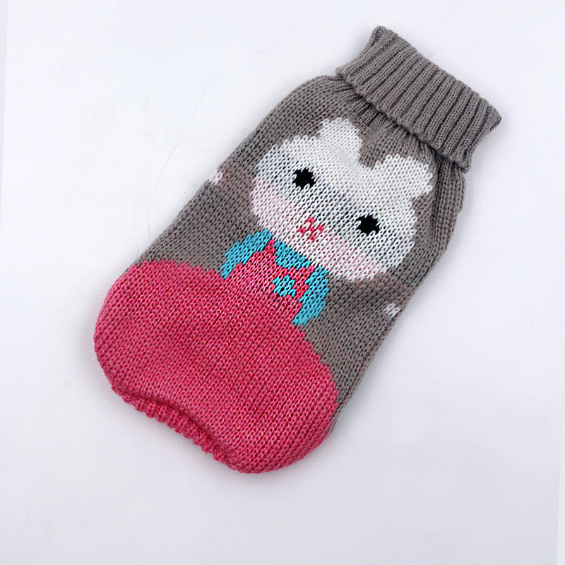 Christmas Maple Snowflake Turtleneck Knitted Pet Dog Sweater