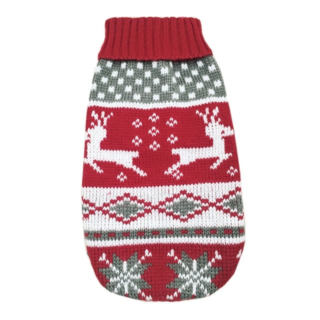 Christmas Maple Snowflake Turtleneck Knitted Pet Dog Sweater