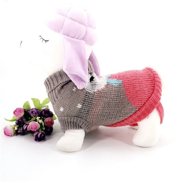 Christmas Maple Snowflake Turtleneck Knitted Pet Dog Sweater