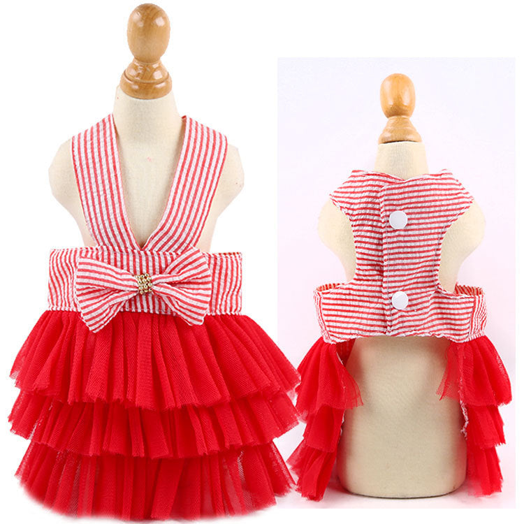 Fashion Simple Pet Striped Suspender Skirt