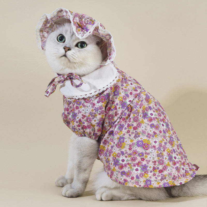 Girly Style Floral Lace Princess Dress Cat Costume