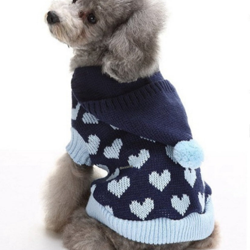 Christmas Maple Snowflake Turtleneck Knitted Pet Dog Sweater