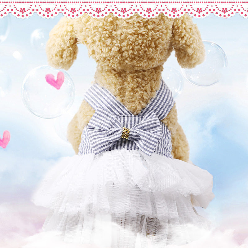 Fashion Simple Pet Striped Suspender Skirt