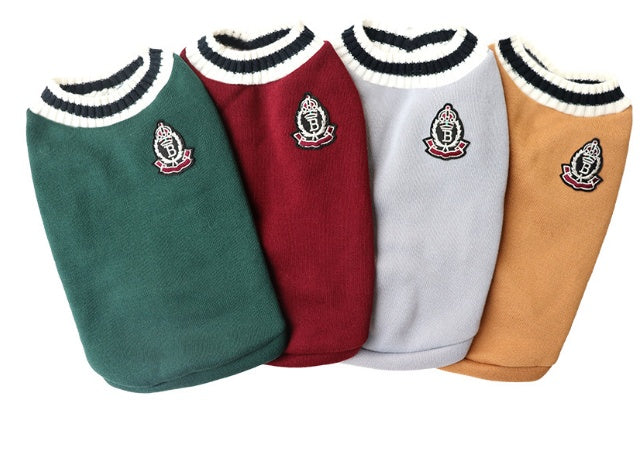 Knitted Dog Sweater V-collar Preppy Style Fashion Pet Clothes