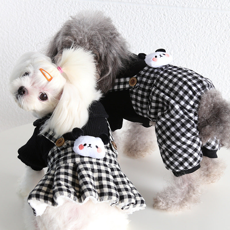 Lesser Panda Star Grid Pet Dog Clothes