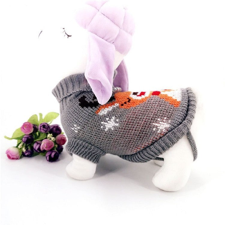 Christmas Maple Snowflake Turtleneck Knitted Pet Dog Sweater