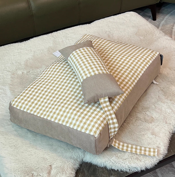 Pet Plaid Kennel Removable And Washable Mattress