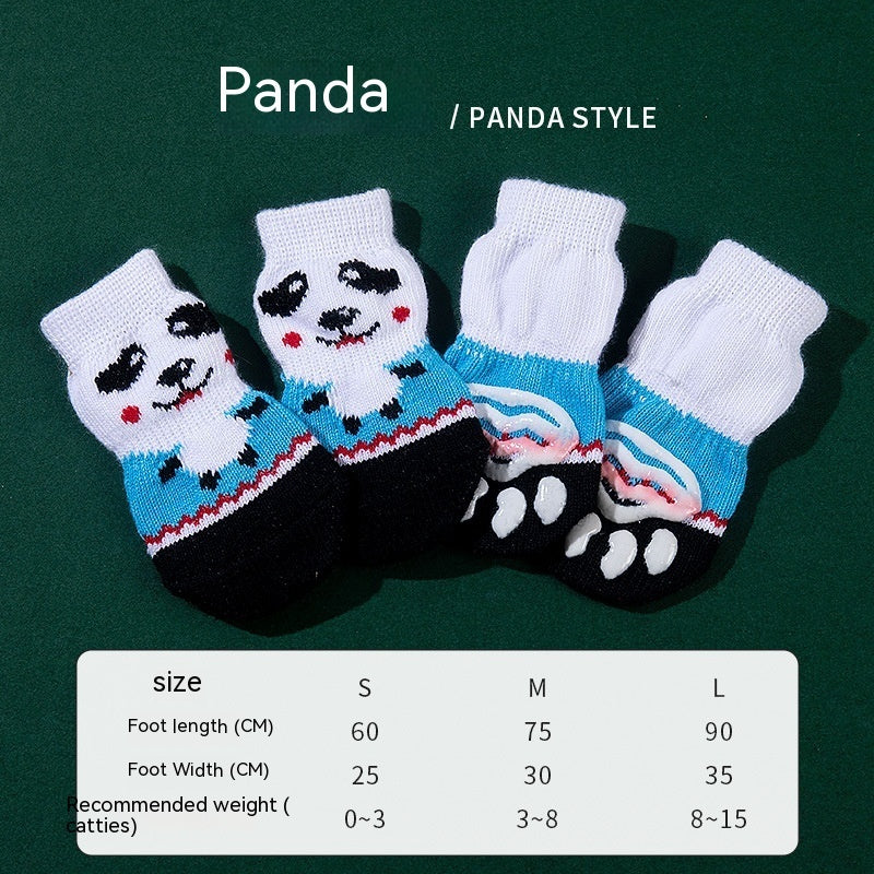 High Quality Non-slip Sole Socks Teddy Corgi Cat 4 Pack