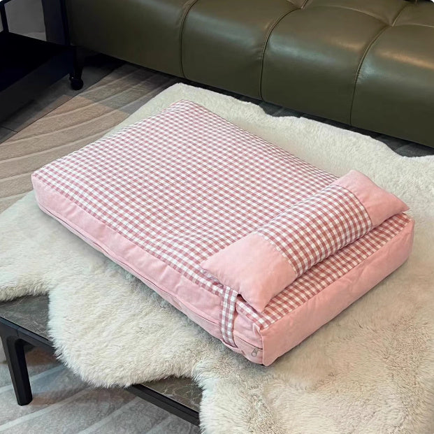 Pet Plaid Kennel Removable And Washable Mattress