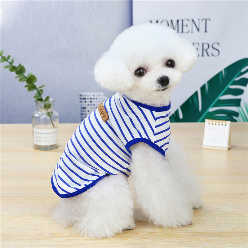 Pet Clothing Spring And Summer Leisure Striped Vest