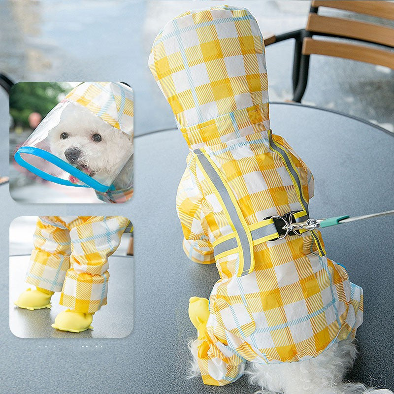 Chest And Back Integrated Pet Dog Four-leg Raincoat