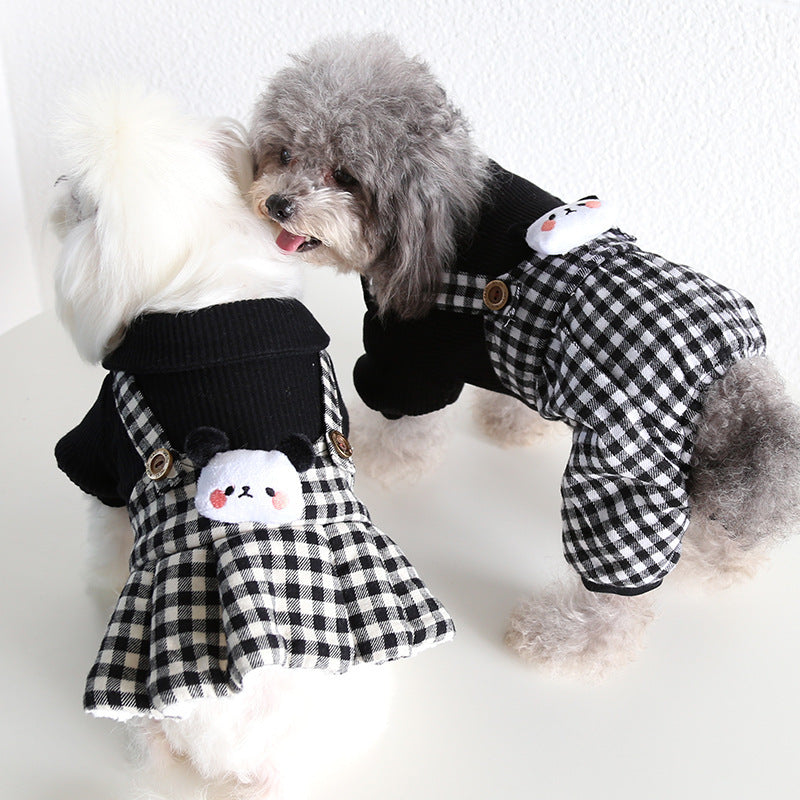 Lesser Panda Star Grid Pet Dog Clothes