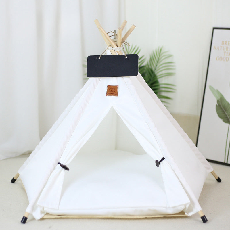Pet Teepee Tent Bed Portable Washable Dog Indoor Beds With Cushion