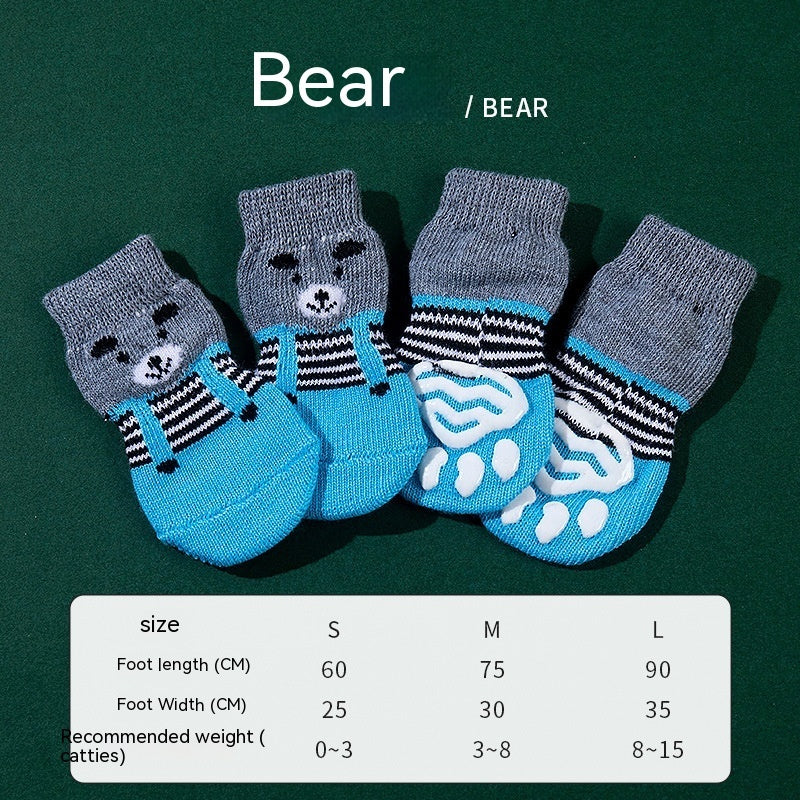High Quality Non-slip Sole Socks Teddy Corgi Cat 4 Pack