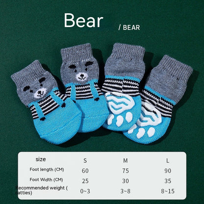 High Quality Non-slip Sole Socks Teddy Corgi Cat 4 Pack