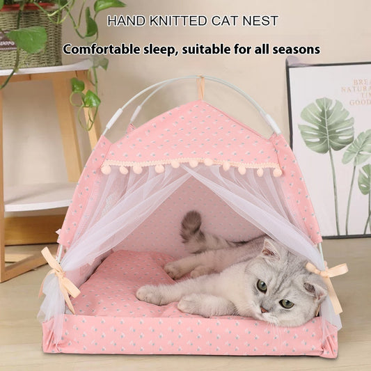 Cat Kennel Summer Semi-closed Foldable Outdoor Pet Tent