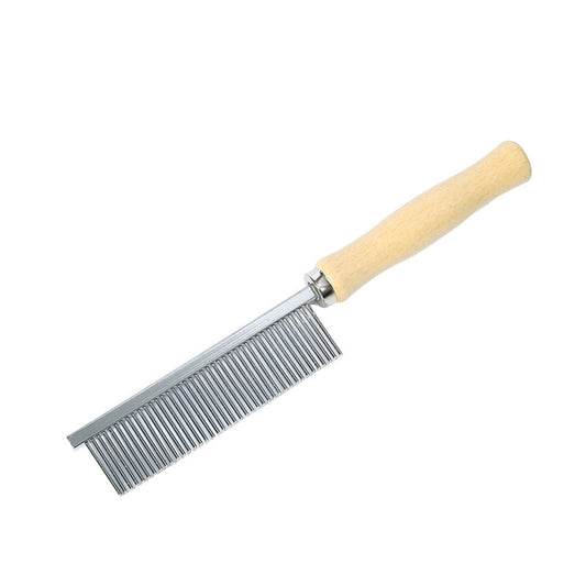 Cat And Dog Grooming Open-Knot Comb, Wooden Handle