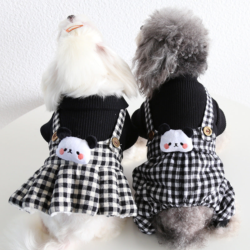Lesser Panda Star Grid Pet Dog Clothes
