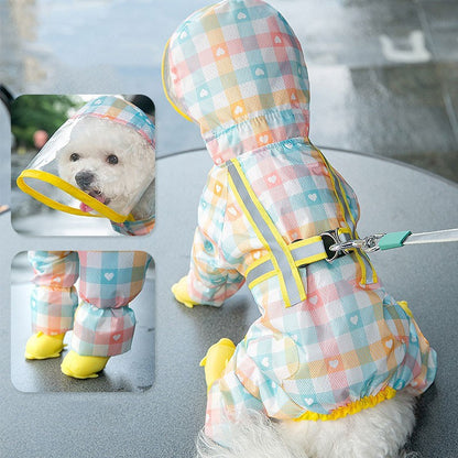 Chest And Back Integrated Pet Dog Four-leg Raincoat
