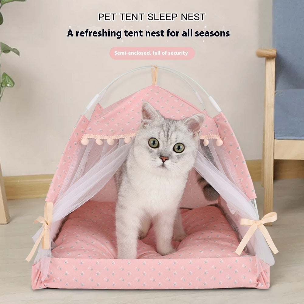 Cat Kennel Summer Semi-closed Foldable Outdoor Pet Tent