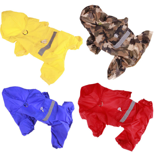 Raincoat with hat four colors pet clothes