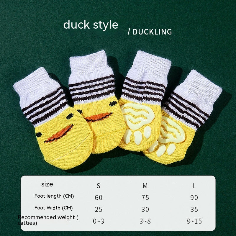 High Quality Non-slip Sole Socks Teddy Corgi Cat 4 Pack