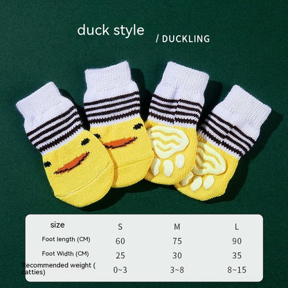 High Quality Non-slip Sole Socks Teddy Corgi Cat 4 Pack