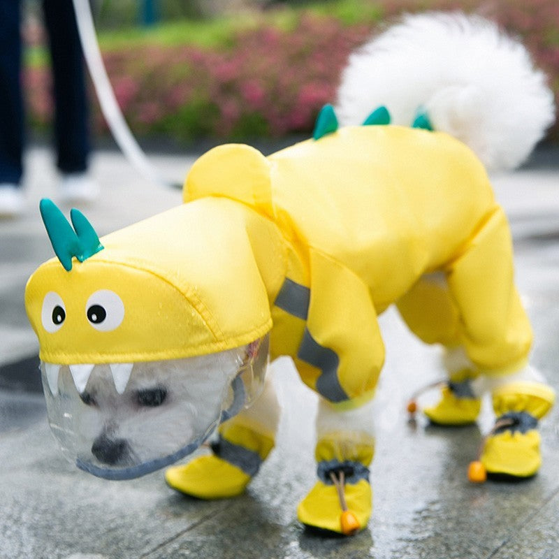 Chest And Back Integrated Pet Dog Four-leg Raincoat