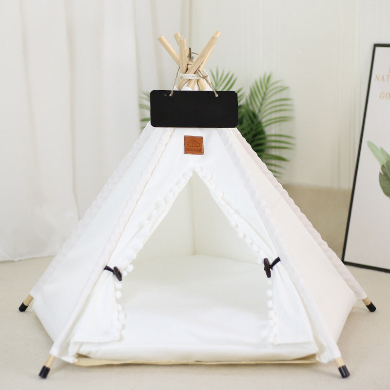 Pet Teepee Tent Bed Portable Washable Dog Indoor Beds With Cushion