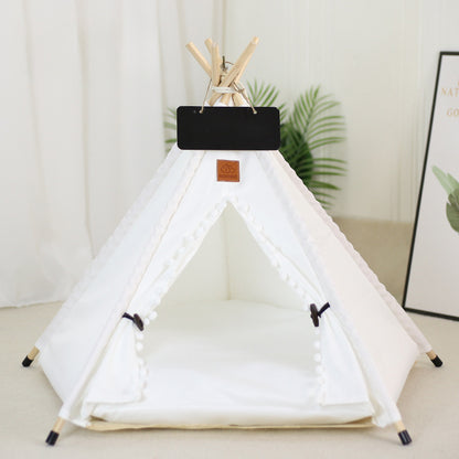 Pet Teepee Tent Bed Portable Washable Dog Indoor Beds With Cushion