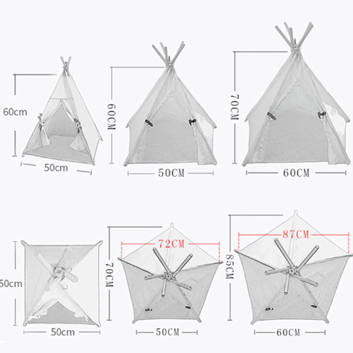 Pet Teepee Tent Bed Portable Washable Dog Indoor Beds With Cushion