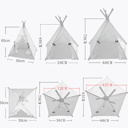 Pet Teepee Tent Bed Portable Washable Dog Indoor Beds With Cushion