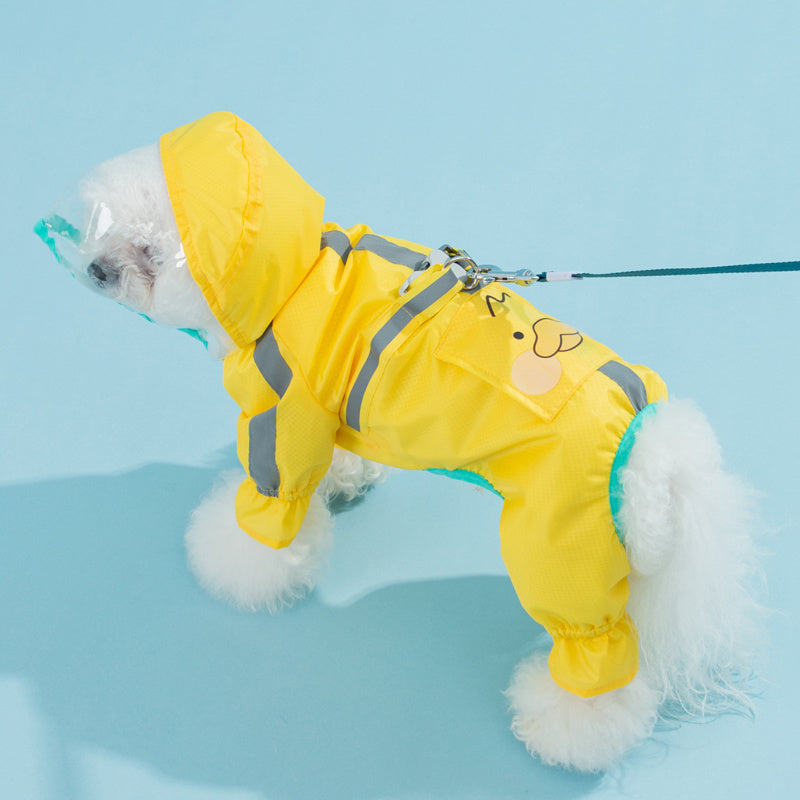 Chest And Back Integrated Pet Dog Four-leg Raincoat
