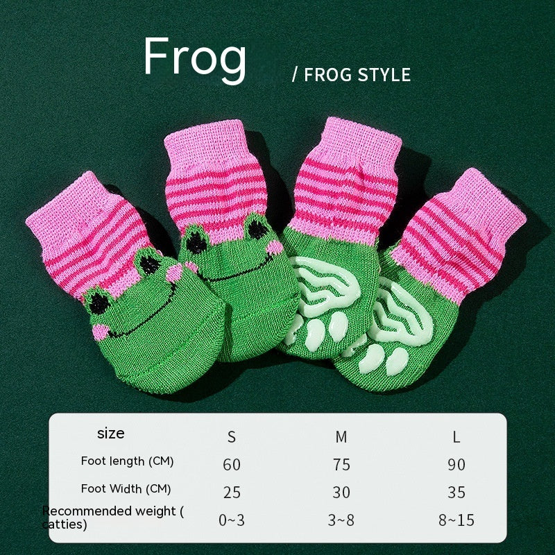High Quality Non-slip Sole Socks Teddy Corgi Cat 4 Pack