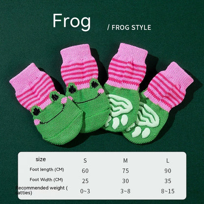 High Quality Non-slip Sole Socks Teddy Corgi Cat 4 Pack