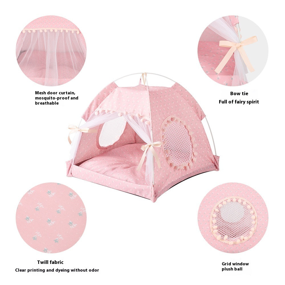 Cat Kennel Summer Semi-closed Foldable Outdoor Pet Tent