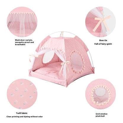 Cat Kennel Summer Semi-closed Foldable Outdoor Pet Tent