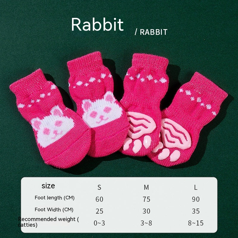 High Quality Non-slip Sole Socks Teddy Corgi Cat 4 Pack