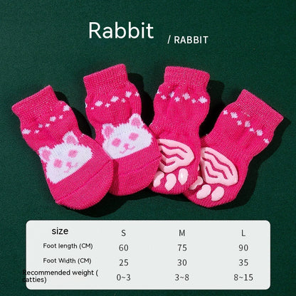High Quality Non-slip Sole Socks Teddy Corgi Cat 4 Pack