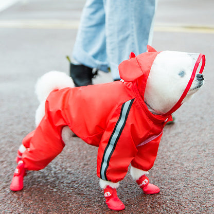 Chest And Back Integrated Pet Dog Four-leg Raincoat