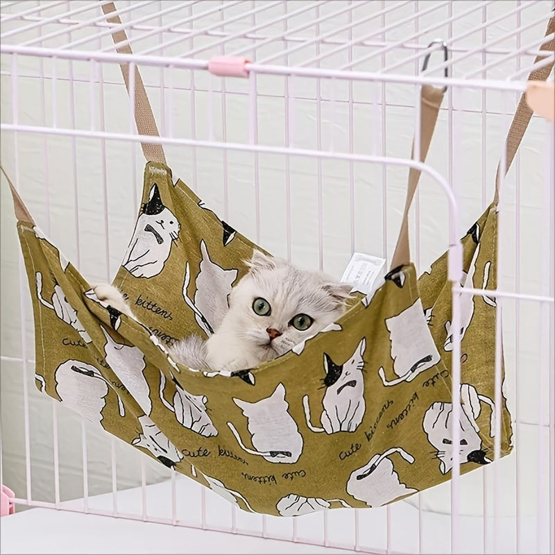 Pet Cotton Hemp Cat Printed Hammock Breathable Swing Hanging Nest Multi-color