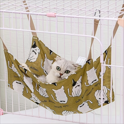 Pet Cotton Hemp Cat Printed Hammock Breathable Swing Hanging Nest Multi-color