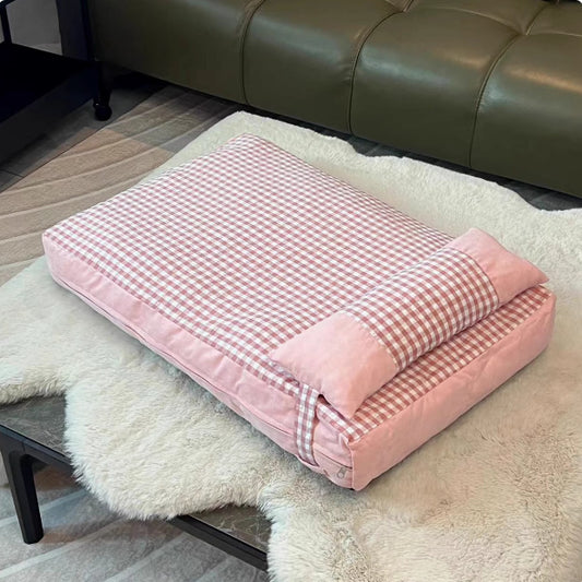 Pet Plaid Kennel Removable And Washable Mattress